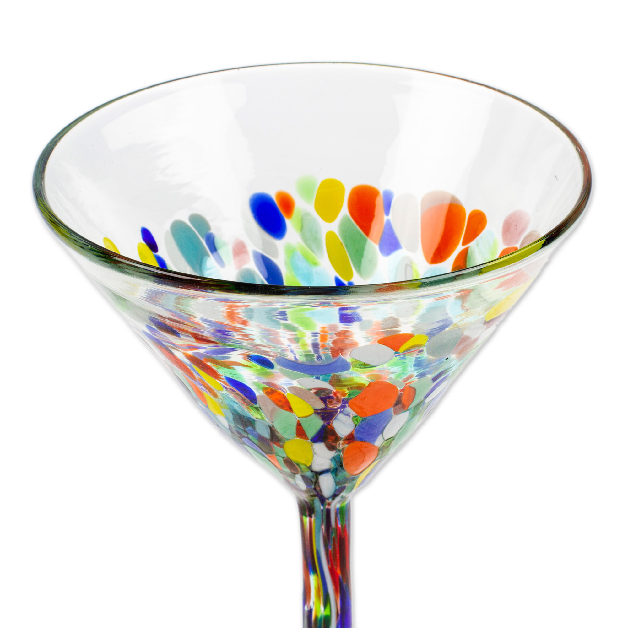 Set of 4 Colorful Handblown Martini Glasses from Mexico Chromatic