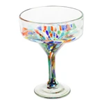 Handblown margarita glasses, 'Chromatic Finesse' (set of 4) - Set of 4 Colorful Handblown Margarita Glasses from Mexico