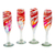 Handblown champagne flutes, 'Glamour Enchantment' (set of 4) - Set of 4 Eco-Friendly Red Handblown Champagne Flutes