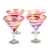 Handblown martini glasses, 'Luxury Enchantment' (set of 4) - Set of 4 Eco-Friendly Red Handblown Martini Glasses