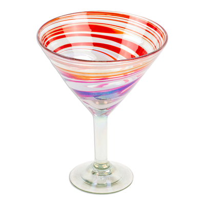 Handgeblasene Martini-Gläser, (4er-Set) - Set mit 4 umweltfreundlichen roten mundgeblasenen Martini-Gläsern