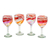 Handblown wine glasses, 'Elegance Enchantment' (set of 4) - Set of 4 Eco-Friendly Red Handblown Wine Glasses thumbail