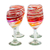 Handblown wine glasses, 'Elegance Enchantment' (set of 4) - Set of 4 Eco-Friendly Red Handblown Wine Glasses (image 2b) thumbail