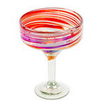 Handblown margarita glasses, 'Sophisticated Enchantment' (set of 4) - Set of 4 Eco-Friendly Red Handblown Margarita Glasses