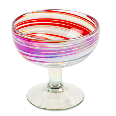 Handblown cocktail glasses, 'Trendy Enchantment' (set of 4) - Set of 4 Eco-Friendly Red Handblown Cocktail Glasses