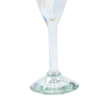 Set of 4 Multicolor Handblown Champagne Flutes from Mexico, 'Intense Luxury