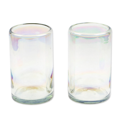Handblown tumbler glasses, 'Ethereal Elixir' (pair) - Pair of Clear Handblown Tumbler Glasses from Mexico