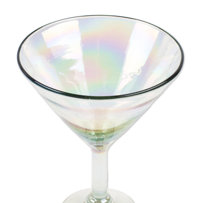 Handblown martini glasses, 'Ethereal Glamour' (set of 4) - Set of 4 Clear Handblown Martini Glasses from Mexico