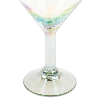 Handblown martini glasses, 'Ethereal Glamour' (set of 4) - Set of 4 Clear Handblown Martini Glasses from Mexico