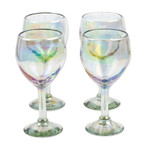 Handblown wine glasses, 'Ethereal Fineness' (set of 4) - Set of 4 Clear Handblown Wine Glasses from Mexico