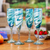 Handblown champagne flutes, 'Waves of Sophistication' (set of 4) - Set of 4 Turquoise and White Champagne Flutes from Mexico