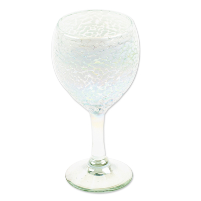 UNICEF Market  Set of 4 Frosted Wine Glasses Handblown from Recycled Glass  - Frosted White