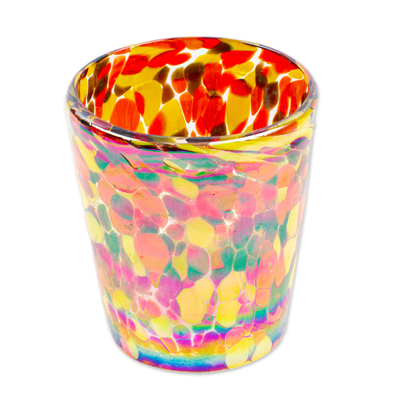Handblown recycled glass tumblers, 'Bright Confetti' (set of 6) - Set of 6 Multicolored Tumblers Handblown from Recycled Glass