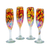Handblown champagne flutes, 'Intense Luxury' (set of 4) - Set of 4 Multicolor Handblown Champagne Flutes from Mexico thumbail