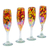Handblown champagne flutes, 'Intense Luxury' (set of 4) - Set of 4 Multicolor Handblown Champagne Flutes from Mexico (image 2b) thumbail
