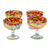 Handblown cocktail glasses, 'Intense Celebration' (set of 4) - Set of 4 Multicolor Handblown Cocktail Glasses from Mexico