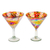 Handblown recycled glass martini glasses, 'Bright Confetti' (pair) - 2 Multicolored Martini Glasses Handblown from Recycled Glass thumbail