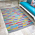 Baumwollteppich, (4x6,5) - Handgewebter Teppich aus grauer Baumwolle mit Regenbogenstreifen (4x6,5)