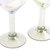 Handblown recycled glass wine glasses, 'White Threads' (pair) - 2 Handblown Eco-Friendly Wine Glasses Iridescent Reflections