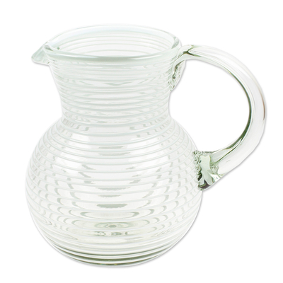 Eco-Friendly Handblown Recycled Glass Pitcher from Mexico