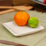 Marble plate, 'Ecru Sophistication' - Square Plate in an Ecru Tone Handcrafted from Marble