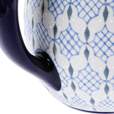 Keramikbecher - Mexikanische Keramiktasse im Talavera-Stil, handbemalt in Blau
