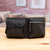 Leather fanny pack, 'Intrepid Darkness' - Black Leather Fanny Pack with Two Front Pockets (image 2b) thumbail