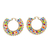 Gold-accented beaded hoop earrings, 'Rainbow Flair' - Colorful 14k Gold-Plated Brass and Glass Beads Hoop Earrings thumbail
