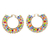 Gold-accented beaded hoop earrings, 'Rainbow Flair' - Colorful 14k Gold-Plated Brass and Glass Beads Hoop Earrings (image 2b) thumbail