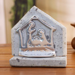 Pewter and reclaimed stone nativity scene, 'Shining Miracle' - Eco-Friendly Pewter and Reclaimed Stone Nativity Scene