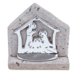 Pewter and reclaimed stone nativity scene, 'Shining Miracle' - Eco-Friendly Pewter and Reclaimed Stone Nativity Scene