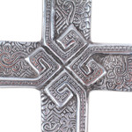 Pewter and reclaimed stone wall cross, 'Timeless Faith' - Handcrafted Classic Pewter and Reclaimed Stone Wall Cross
