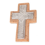 Pewter and reclaimed stone wall cross, 'Timeless Faith' - Handcrafted Classic Pewter and Reclaimed Stone Wall Cross