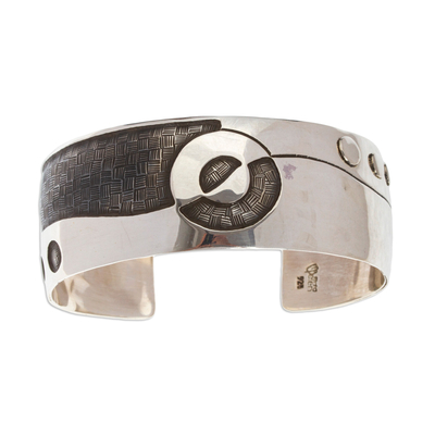 Manschettenarmband aus Sterlingsilber - Taxco Silber-Manschettenarmband mit Mondmotiv
