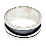 Sterling silver band ring, 'Rustic Charm' - Modern Sterling Silver Band Ring Crafted in Mexico