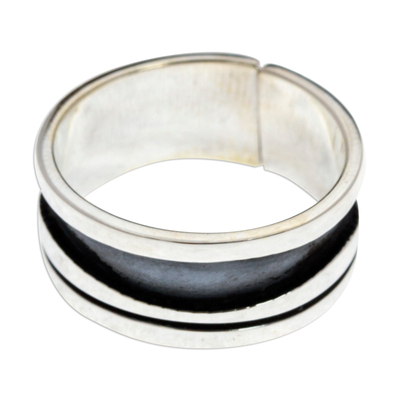 Sterling silver band ring, 'Rustic Charm' - Modern Sterling Silver Band Ring Crafted in Mexico