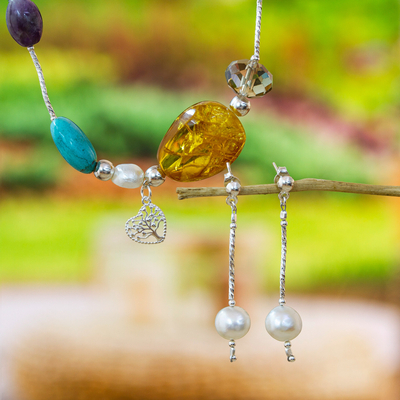 Multi-gemstone jewelry set, 'Pond Jewels' - Multi-Gemstone Jewelry Set Crafted from Sterling Silver