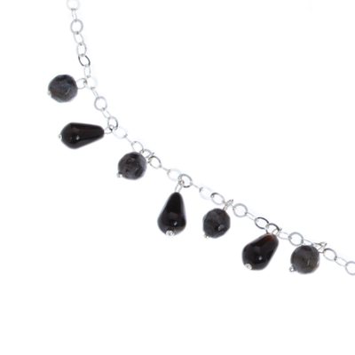 Conjunto de joyas de cuarzo ahumado y ágata - Juego de Collar y Aretes con Gemas de Ágata y Cuarzo Ahumado