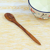 Mahogany wood spoon, 'Cook with Style' - Cooking and Serving Spoon Hand-Carved from Mahogany Wood