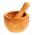 Mahogany wood mortar and pestle, 'Mix with Style' - Mortar and Pestle Hand-Carved from Mahogany Wood in Mexico