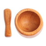 Mahogany wood mortar and pestle, 'Mix with Style' - Mortar and Pestle Hand-Carved from Mahogany Wood in Mexico