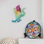 Alebrije steel wall art, 'Ethereal Mirage' - Handcrafted Alebrije Steel Wall Art of Rooster-Headed Dragon