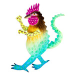 Alebrije steel wall art, 'Ethereal Mirage' - Handcrafted Alebrije Steel Wall Art of Rooster-Headed Dragon