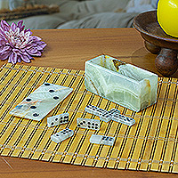 Onyx and marble domino set, 'Precious Strategy'