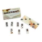 Onyx and marble domino set, 'Precious Strategy' - Handcrafted Onyx and Marble Domino Set from Mexico