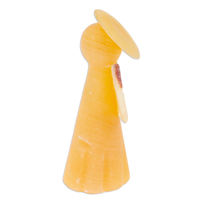 Onyx statuette, 'Warm Heaven' - Handcrafted Onyx Angel Statuette from Mexico