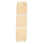 Cotton table runner, 'Honey Delight' - Handloomed Cotton Table Runner in White and Honey Hues