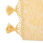 Cotton table runner, 'Honey Delight' - Handloomed Cotton Table Runner in White and Honey Hues
