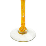 Handblown recycled glass champagne flutes, 'Yellow Strokes' (set of 6) - Set of 6 Handblown Recycled Glass Champagne Flutes in Yellow