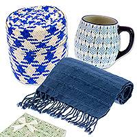 Curated gift box, 'Comfy' - Curated Gift Box with 3 Items in Blue from Mexico